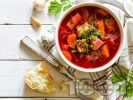 Рецепта Полска супа борш от свинско месо, червено цвекло и заквасена сметана